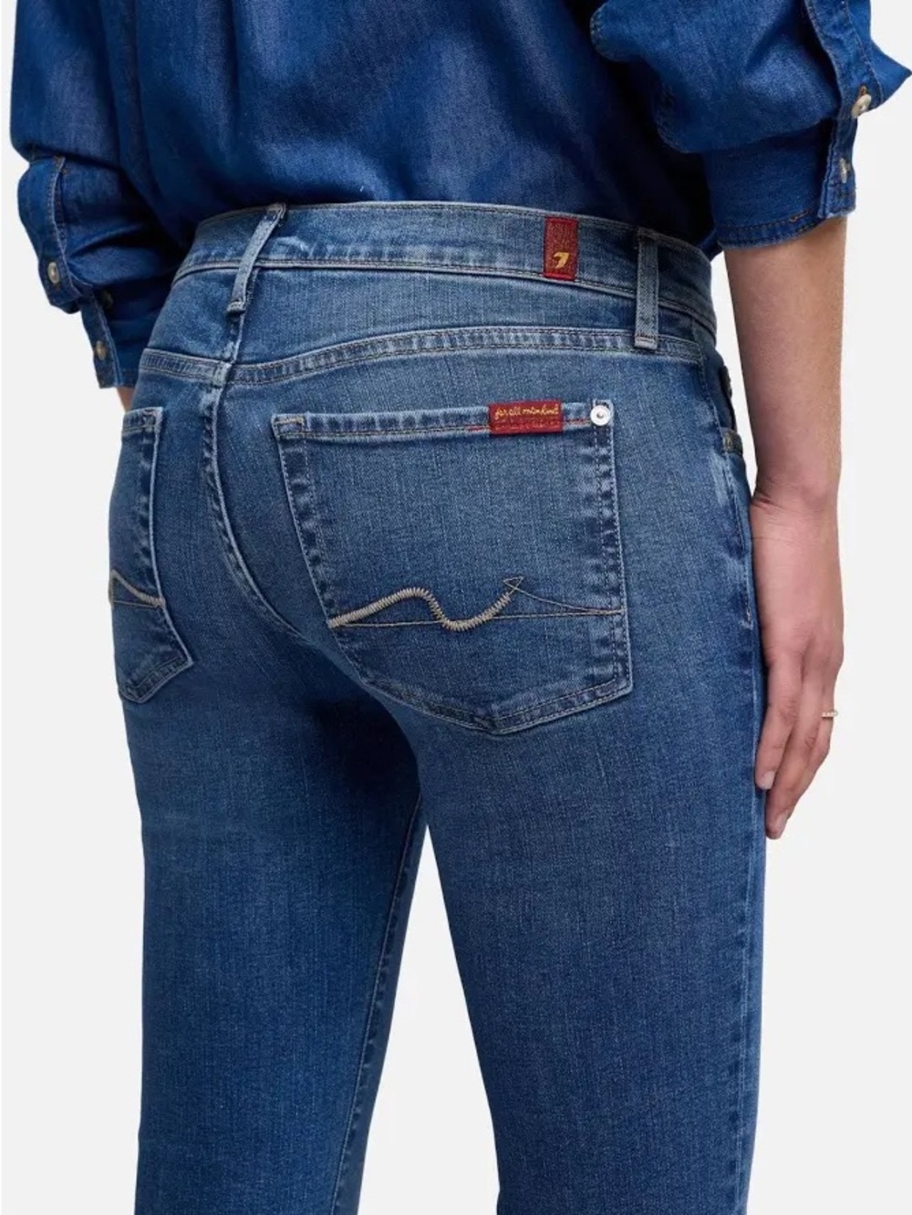 7 For All Mankind Blue Boot Cut Jeans - Picture 2 of 5